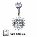 ASTM F136 Titanium 14G (1.6MM) Externally Threaded Heart Shape Belly Button Piercing 12MM