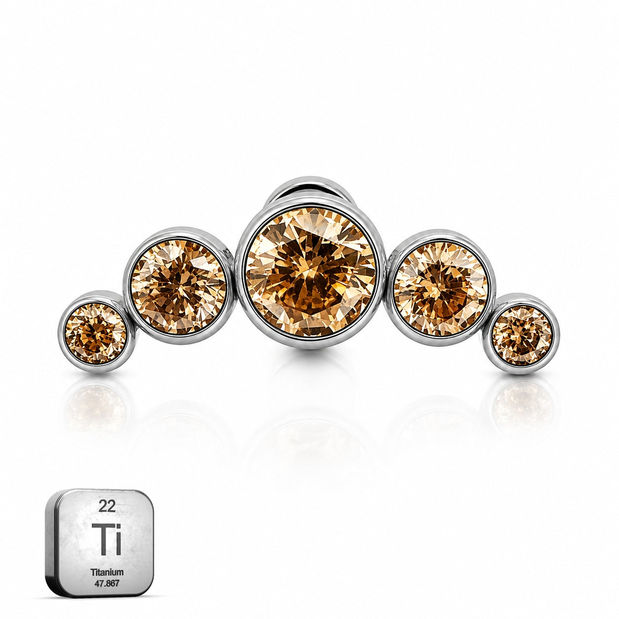 Titanium Champagne Crystal Arc Stud