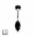 Titanium Belly Piercing – Black Marquise Stone