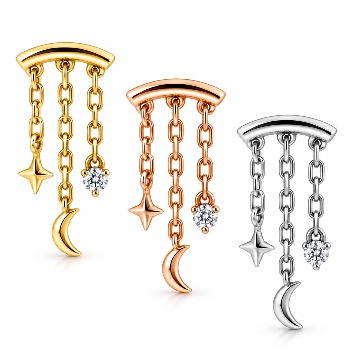 18K Gold Celestial Cascade Hidden Helix – Moissanite