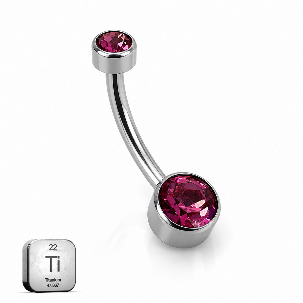 Titanium Belly Piercing with Pink CZ