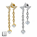 Titanium Star Chain Dangle Stud Earrings