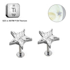 LAB_Star_05 ASTM F136 Titanium 16G (1.2MM) Internally Threaded Crystal Star Piercing Stud