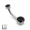 Implant Grade Titanium Belly Piercing with Black Stone