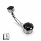 Implant Grade Titanium Belly Piercing with Black Stone