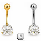 Implant Grade Titanium Belly Piercing with Solitaire CZ