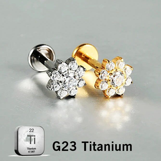 39-8 ASTM F136 Titanium 16G (1.2MM) Internally Threaded Flower Piercing Stud