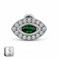 Emerald Evil Eye Titanium Flat Back Stud