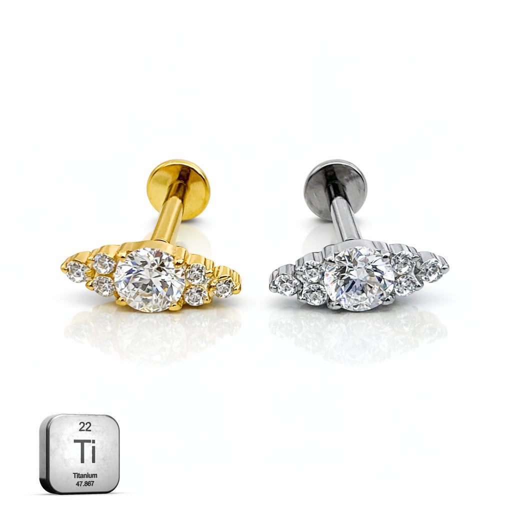 Titanium CZ Eye Flat Back Stud