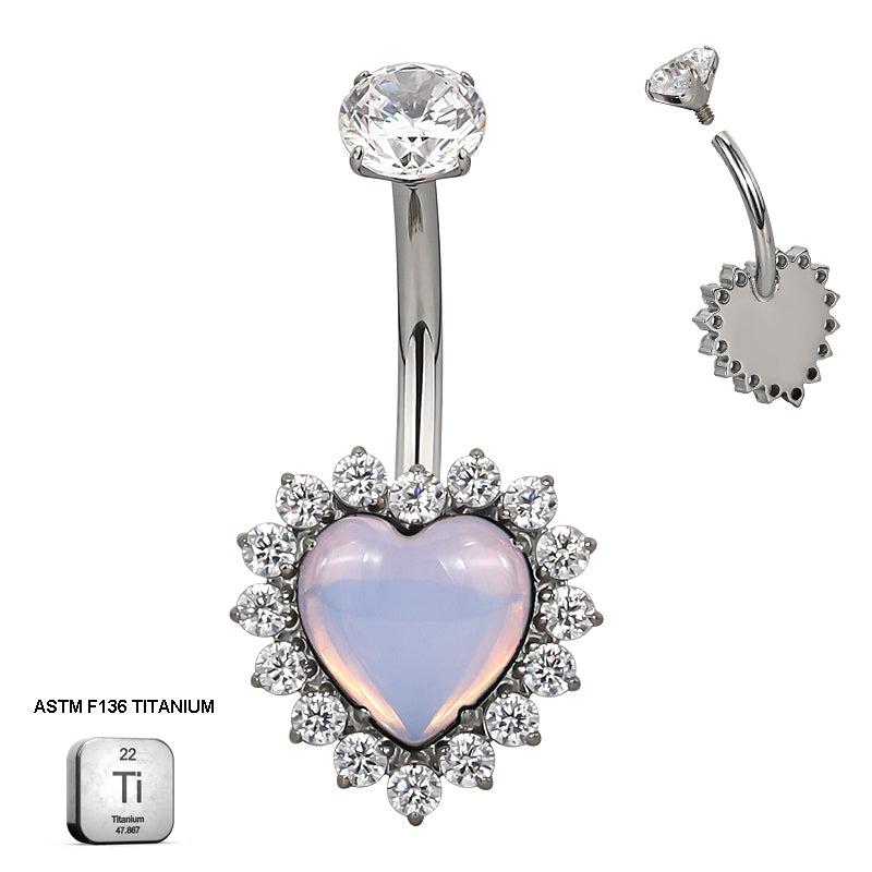 Opal Heart Halo Belly Piercing