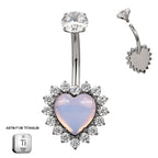 Opal Heart Halo Belly Piercing