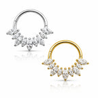 18K Gold Marquise Lab Diamond Daith & Septum Clicker
