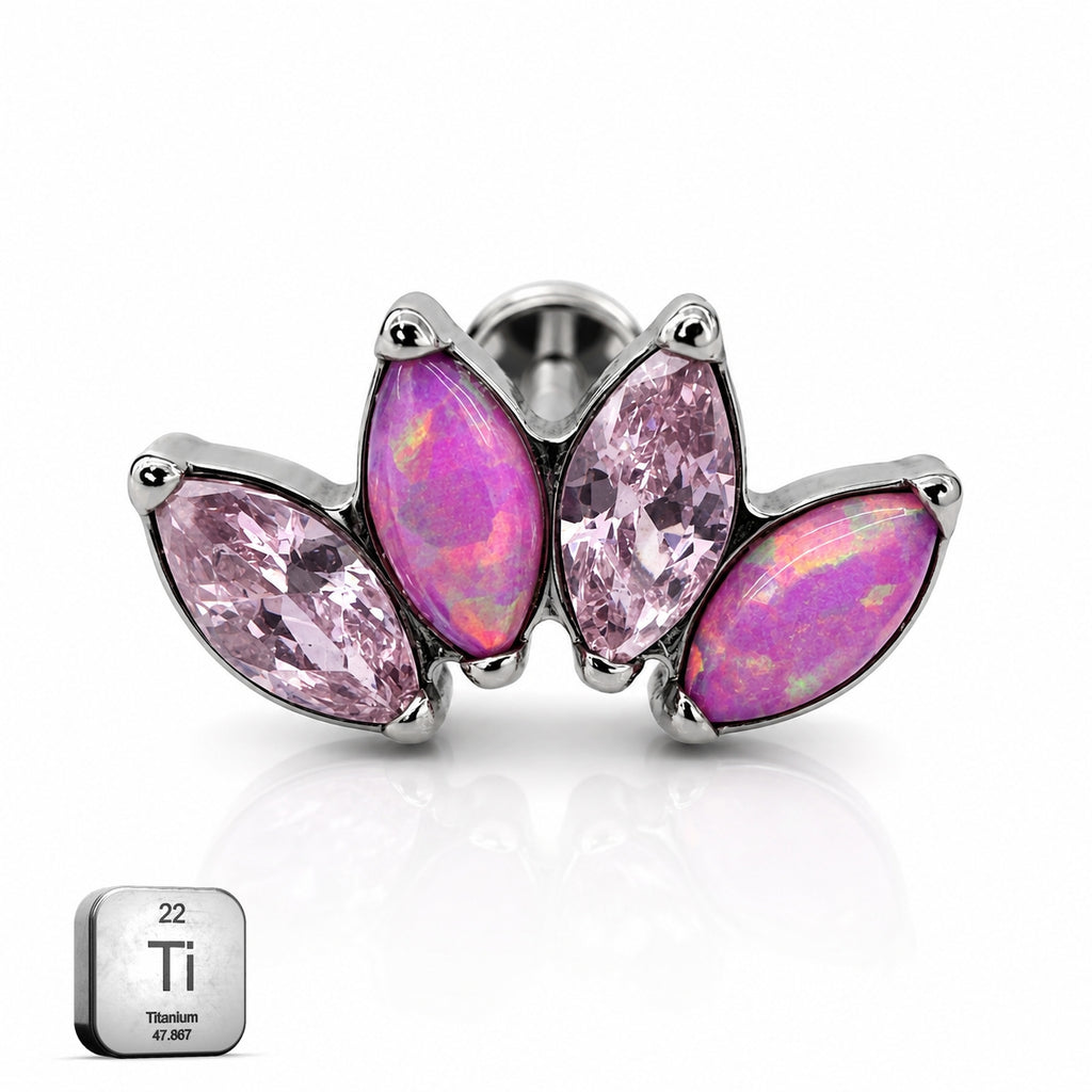 Titanium Pink Opal Marquise Fan Stud