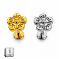 Minimal Flower Titanium Flat Back Stud