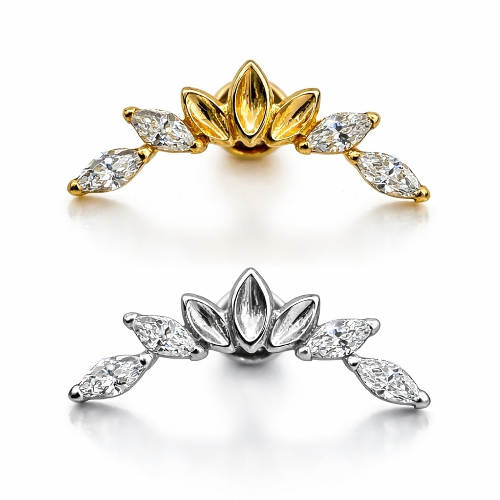 Titanium Marquise Cluster Flat-Back Stud – Internally Threaded (Sold Per Piece)