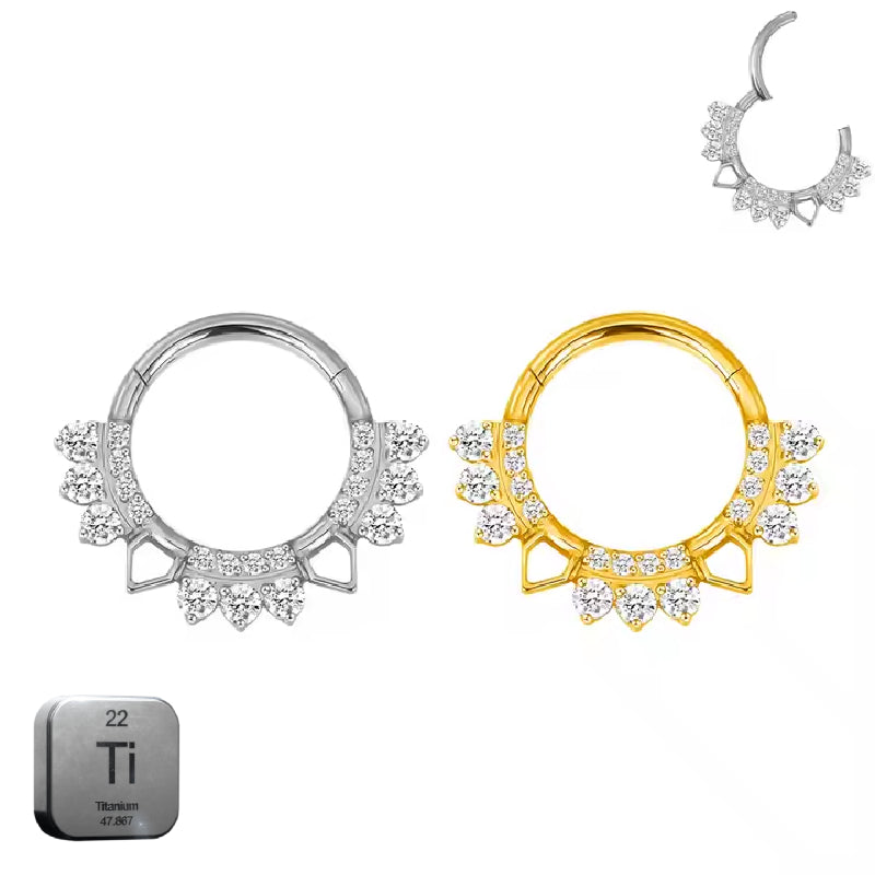 Titanium Crystal Daith &amp; Septum Piercing Hoop 16G 8MM