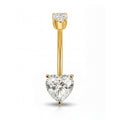 18K Gold Belly Curve with Heart & Round D Color Moissanite
