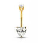 18K Gold Belly Curve with Heart & Round D Color Moissanite
