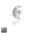 Natural Titanium 16G (1.2MM) Internally Threaded Moon with Star Labret Stud