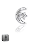 Natural Titanium 16G (1.2MM) Internally Threaded Moon with Star Labret Stud