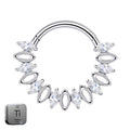 Natural Titanium Clicker Crystal Daith &amp; Septum Piercing Hoop 16G 8MM