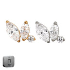 Titanium Curved Marquise 16G (1.2MM) Internally Threaded Labret Stud