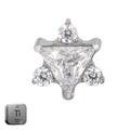 Natural Titanium 16G (1.2MM) Internally Threaded Triangular Labret Stud
