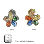 Lab_Flower_01 ASTM F136 Titanium 16G (1.2mm) Internally Threaded Multicolor Flower Stud