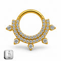 Luxury Double Row CZ Titanium Clicker Ring – Gold Finish (8mm)