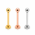 18K Gold Solid Ball Piercing Stud