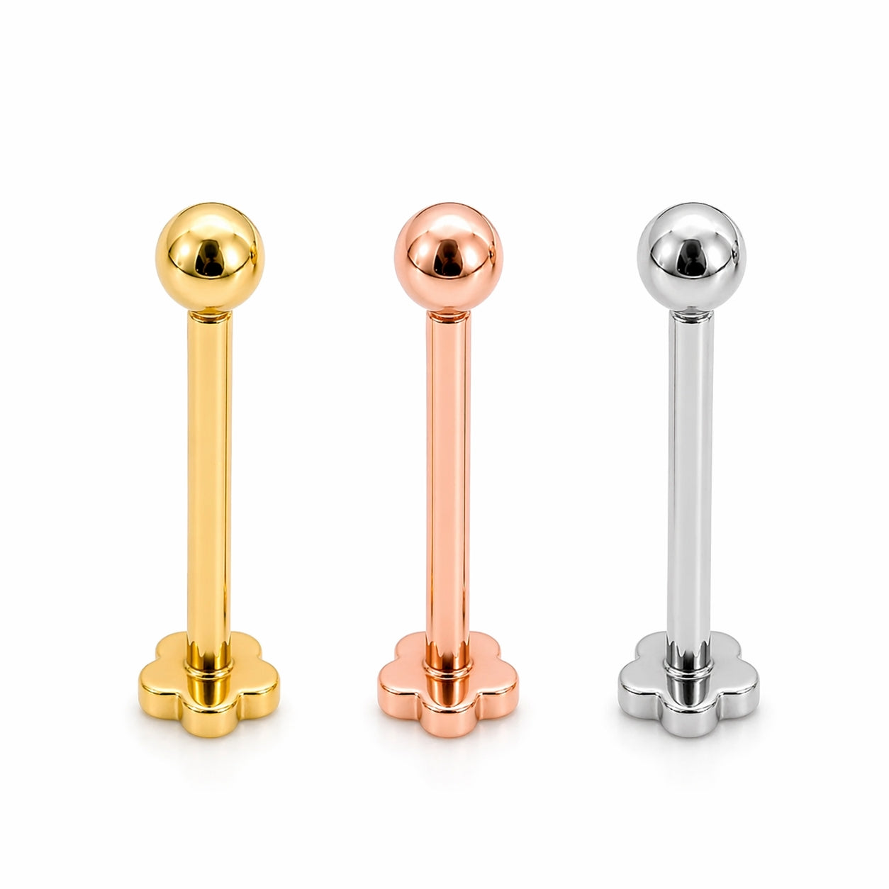 18K Gold Solid Ball Piercing Stud