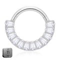 Natural Titanium Square Crystal Daith &amp; Septum Piercing Hoop 16G 8MM
