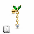 Titanium Emerald Butterfly Dangle Stud