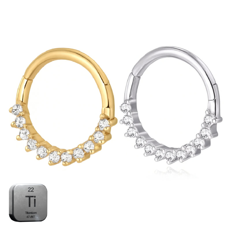 Titanium CZ Crown Daith &amp; Septum Piercing Hoop 16G 10MM