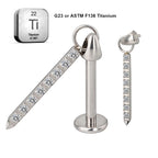 Lab_Dangling_08 ASTM F136 Titanium 16G (1.2mm) Internally Threaded Dangling Rod Stone Studded Piercing Jewelry