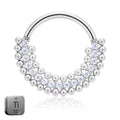 Natural Titanium Front Crystal Balls Daith &amp; Septum Piercing Hoop 16G 8MM
