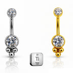 Titanium Belly Button Ring with Triple Ball Accent