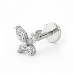 18K White Gold Butterfly Labret with VVS D Color Lab Diamonds