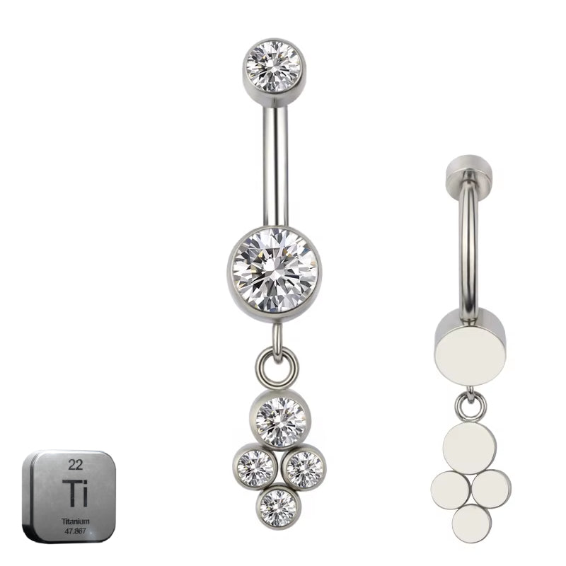 Titanium 14G (1.6MM) Externally Threaded Dangling Cat Paw Belly Button Piercing 10MM