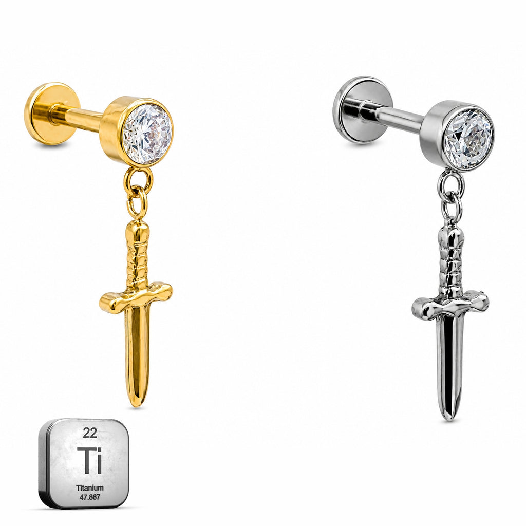 Titanium Sword Dangle Stud