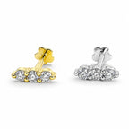 18K Gold Three Moissanite Flat Back 