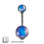 Titanium 14G (1.6MM) Internally Threaded Opal Stone Belly Button Piercing 10MM