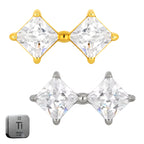 Titanium 16G (1.2MM) Internally Threaded Diamond Crystal Piercing Stud