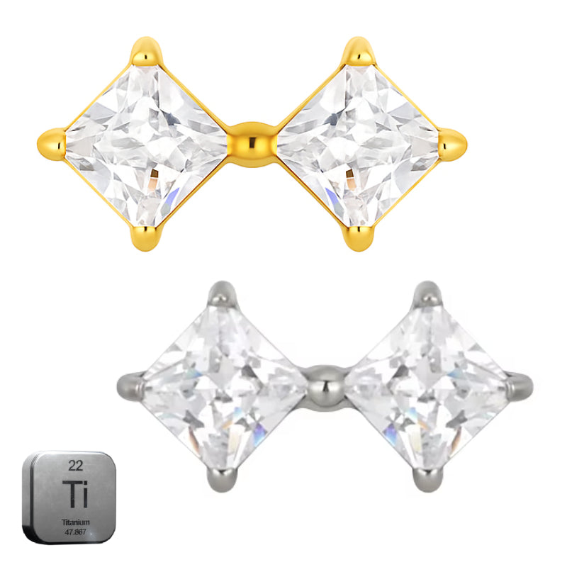 Titanium 16G (1.2MM) Internally Threaded Diamond Crystal Piercing Stud