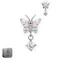 Natural Titanium 16G (1.2mm) Internally Threaded Butterfly Dangling Piercing Stud
