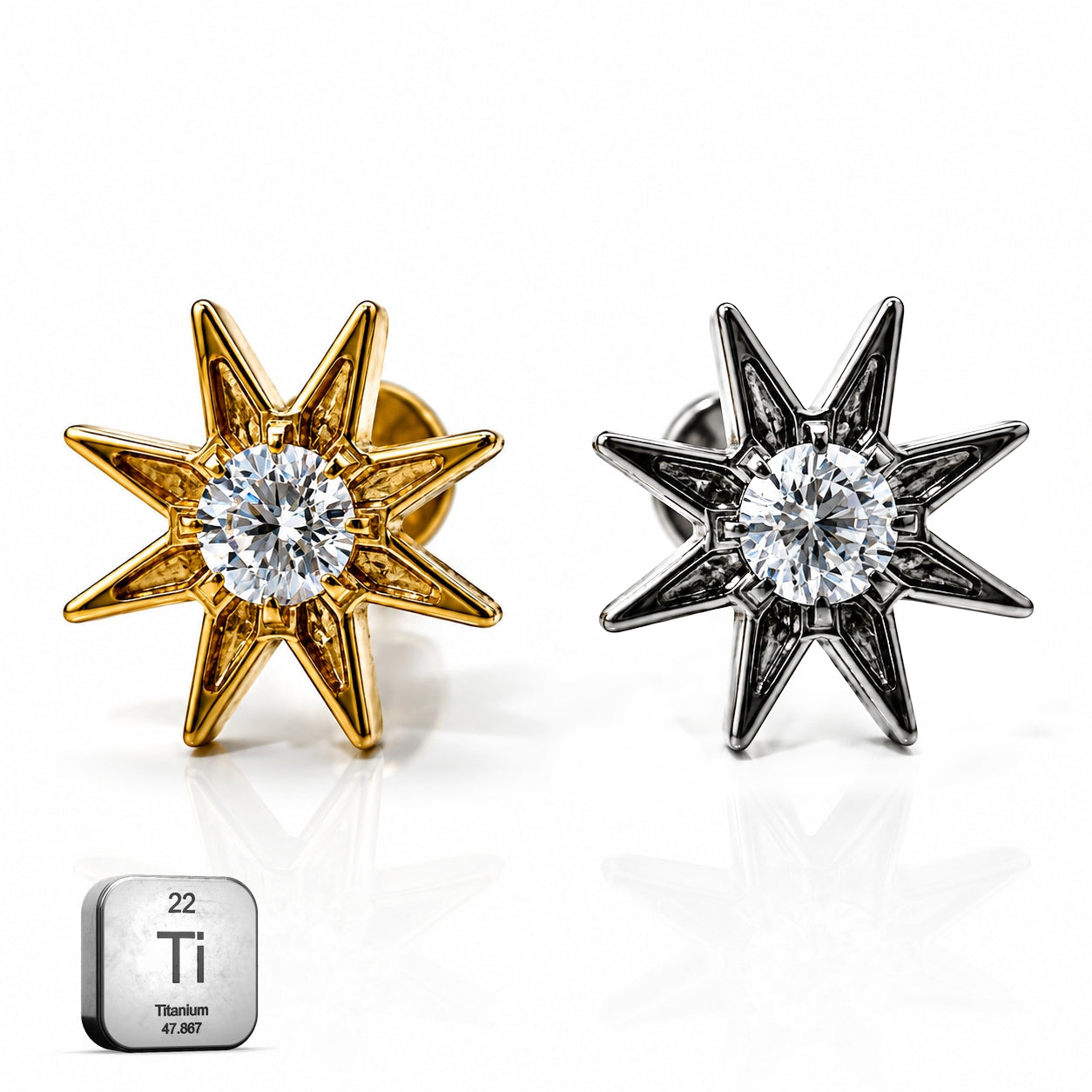 Titanium Celestial Starburst Stud