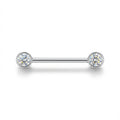 18K White Gold D-Color Moissanite Nipple Barbell – Internally Threaded (Adjustable Length, Sold Per Piece) 