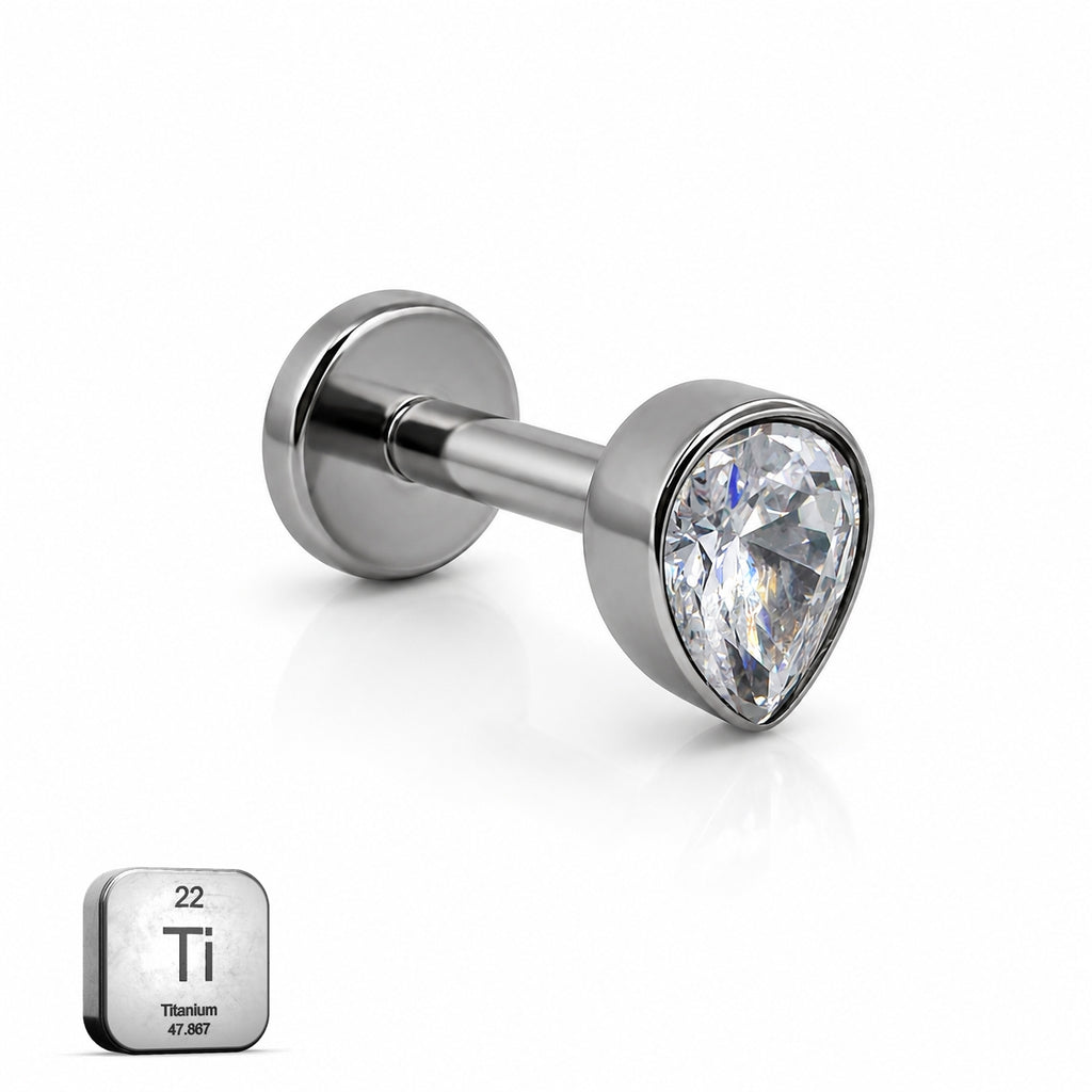 Titanium Pear Cut Flat Back Stud