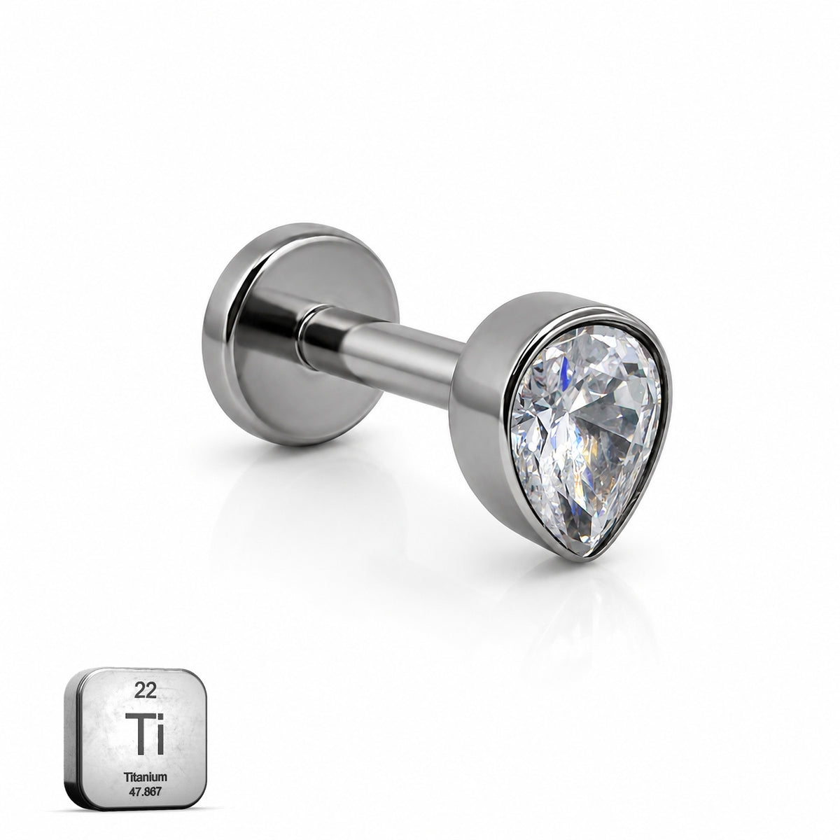 Titanium Pear Cut Flat Back Stud