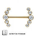 ASTM F136 Titanium Curved 5 Stones Studded Nipple Piercing Jewelry